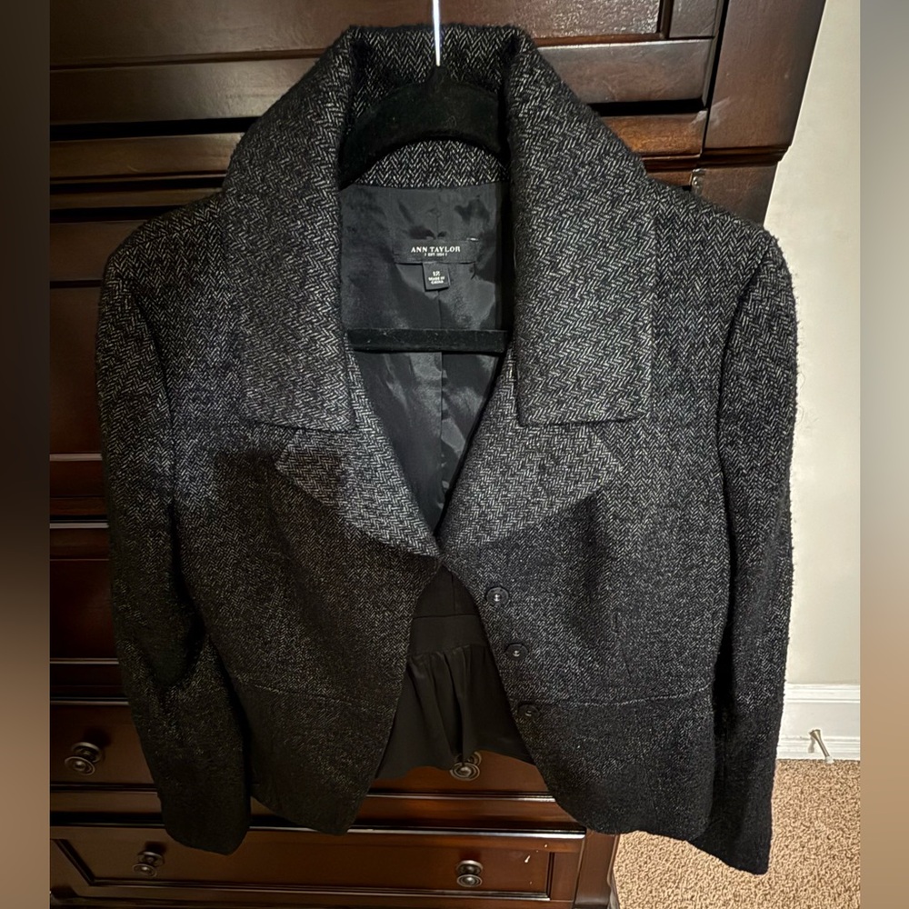 Ann Taylor Charcoal Herringbone Blazer